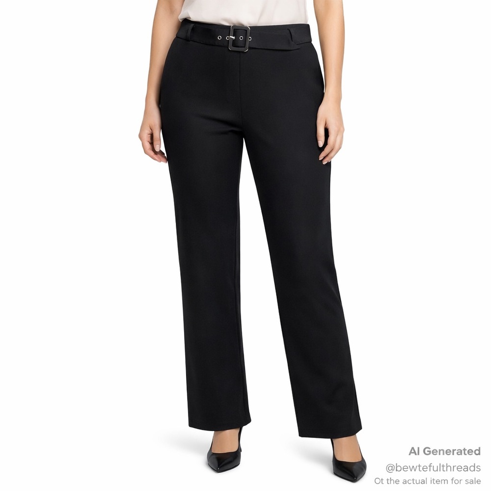 Zac & Rachel Black Pull-On Stretch Pants w/ Belt – Size L | Workwear